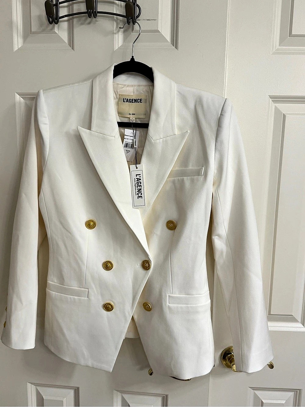 L'AGENCE Kyomi Double-Breasted Blazer White